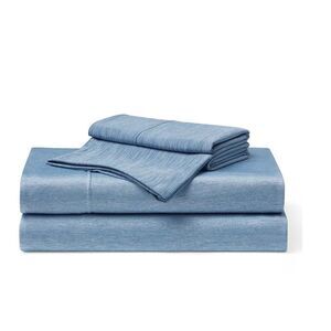 Brookstone King Size Sheet Set Heather Blue 2 Pillow Cases Fitted and Flat Sheet